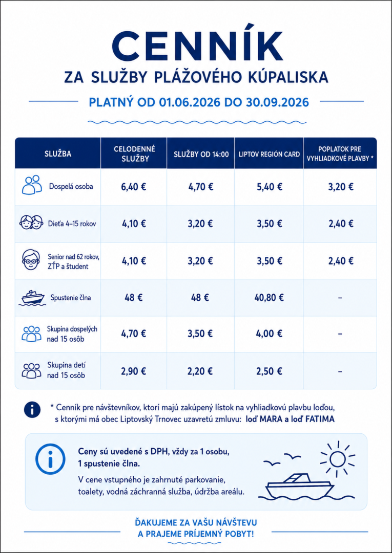 Cenník služieb 2026 Cenník služieb 2026